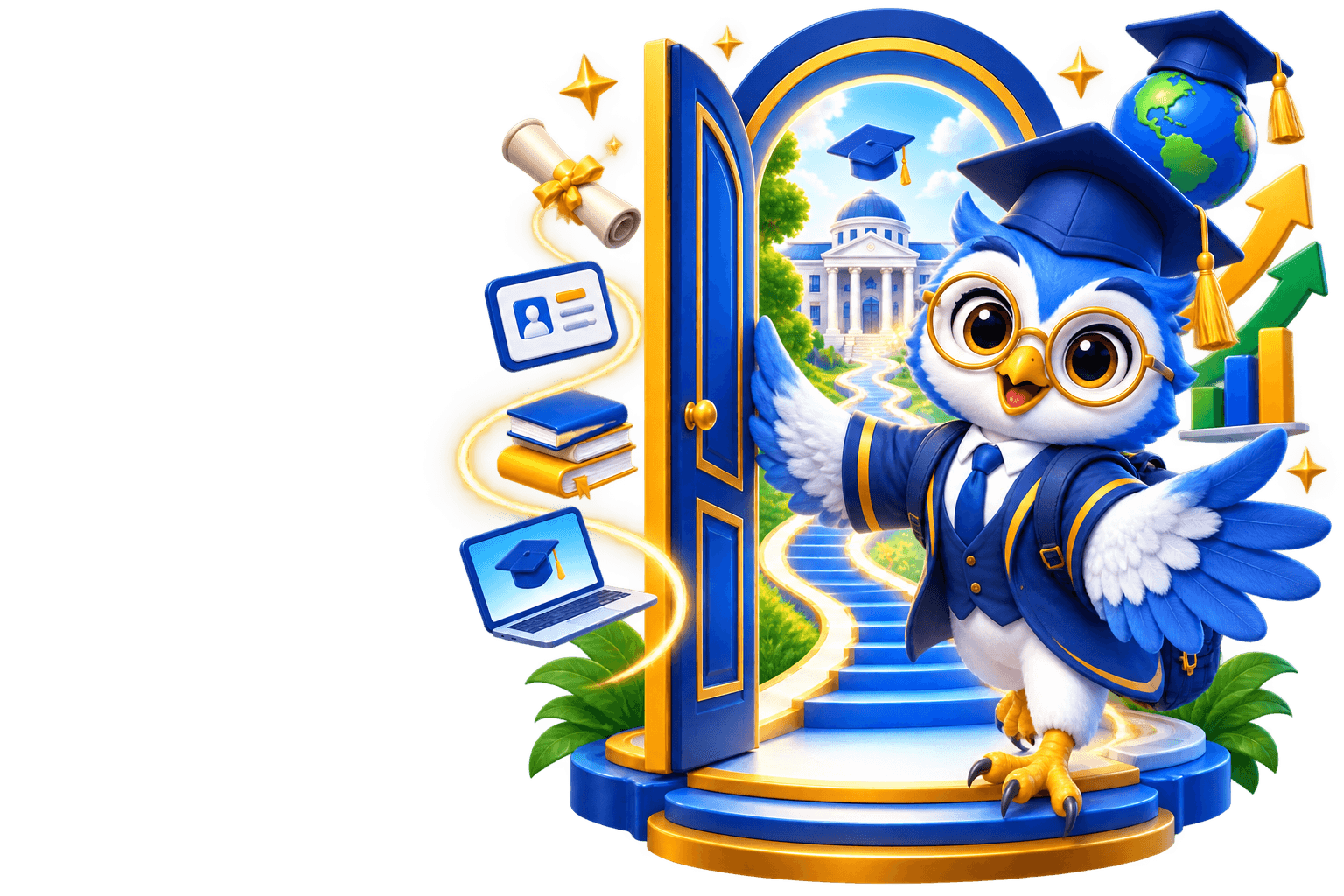 Maskot Pintu Kuliah membuka pintu menuju pendidikan tinggi